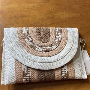 Woven Tan and Cream Clutch